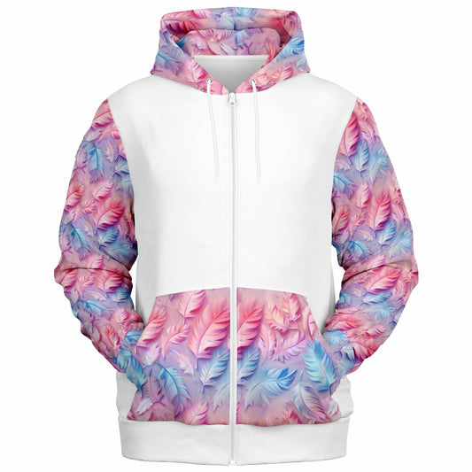 Pink and blue feathers Zip-Up Hoodie - AOP