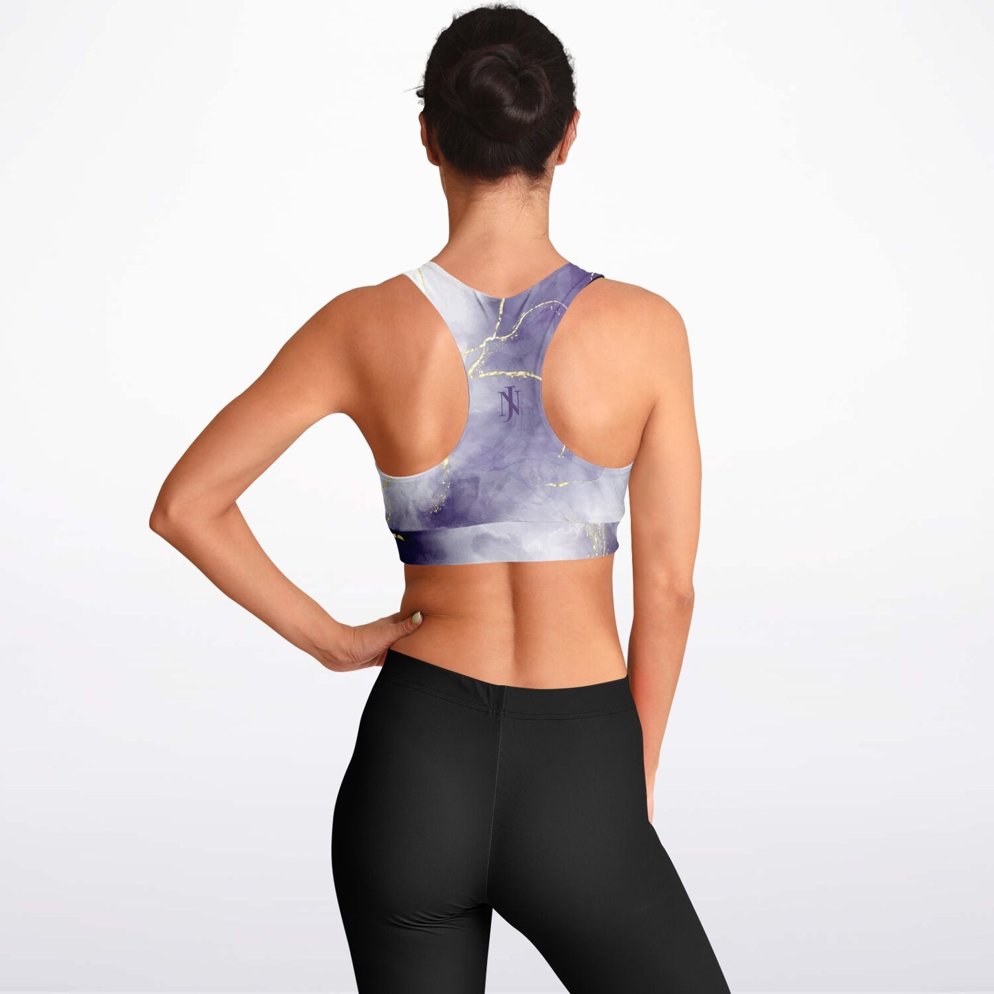 Dark Purple with Gold  Padded Sports Bra copy