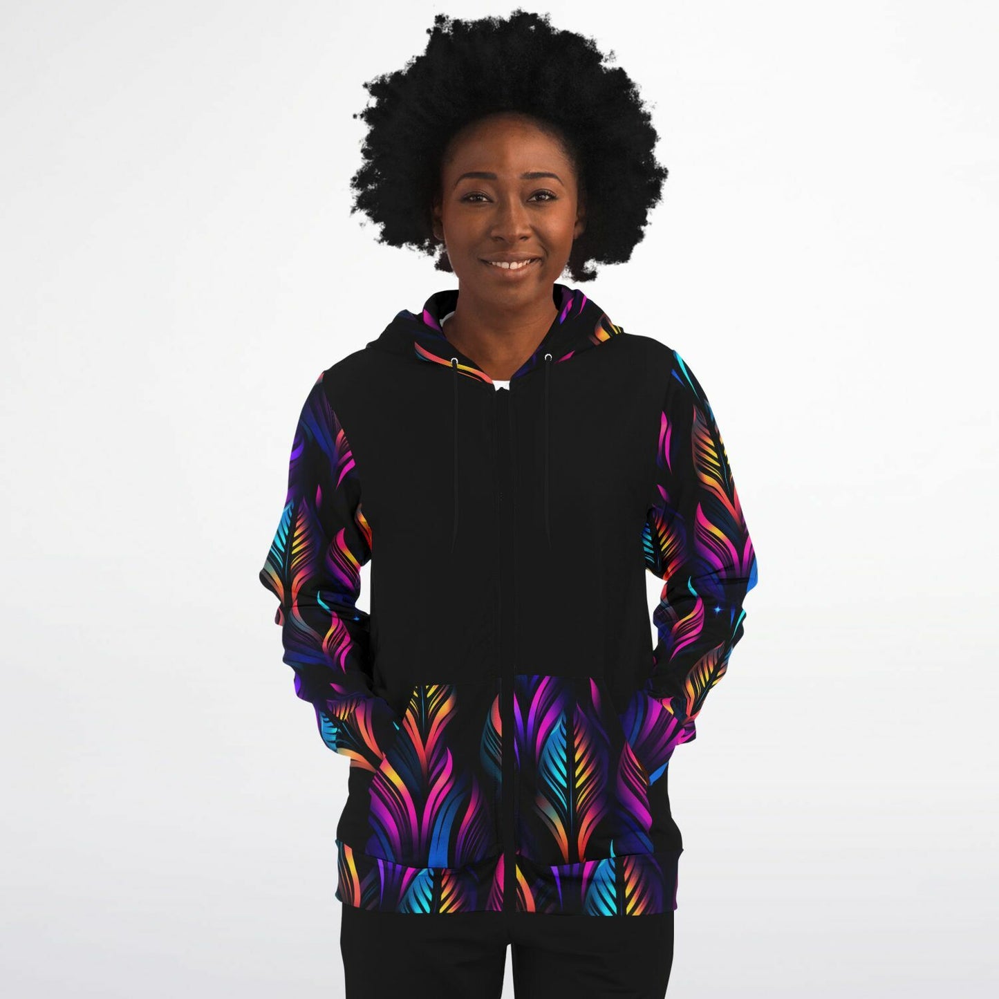 Neon Lights Fashion Zip-Up Hoodie - AOP D1