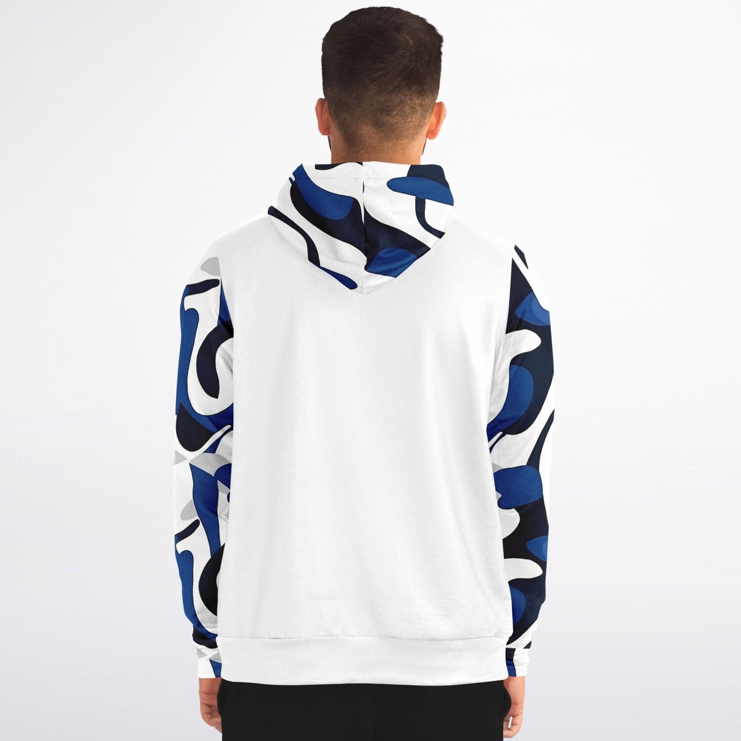 Blue with white and black Zip-Up Hoodie - AOP