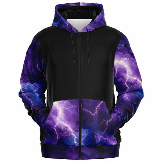 Purple Lightening Fashion Zip-Up Hoodie -