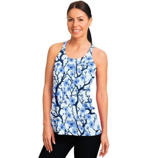 White with blue poplar tree Racerback Tank Top - AOP