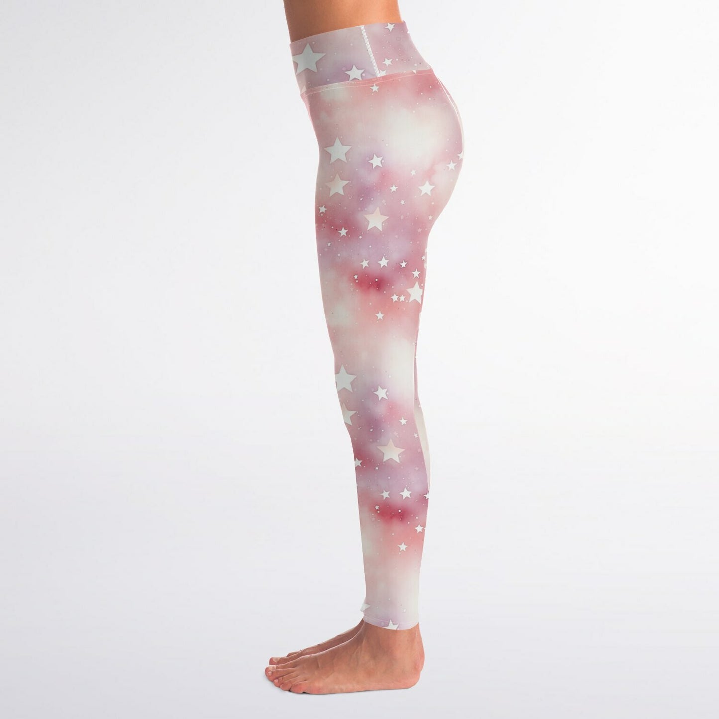 Pink Star Yoga Leggings - AOP