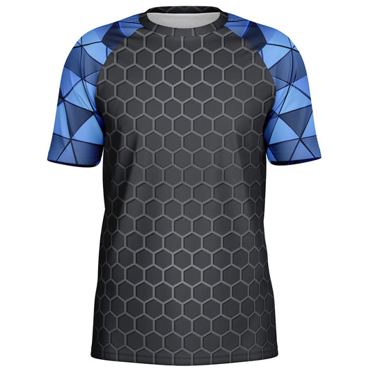 Hex -carbon with Blue diamond sleeves, Men's active wear jersey -