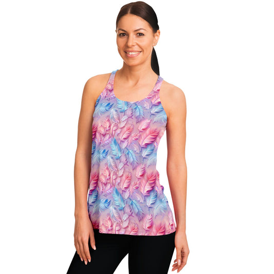 Pink and blue feathers  Racerback Tank Top - AOP