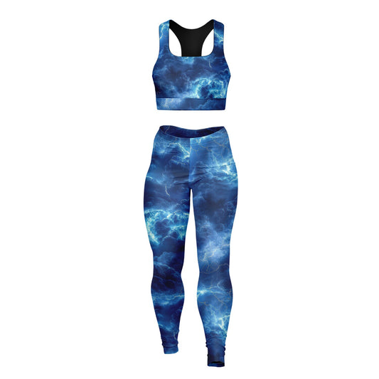 Blue Lightening Padded Sports Bra & Leggings -
