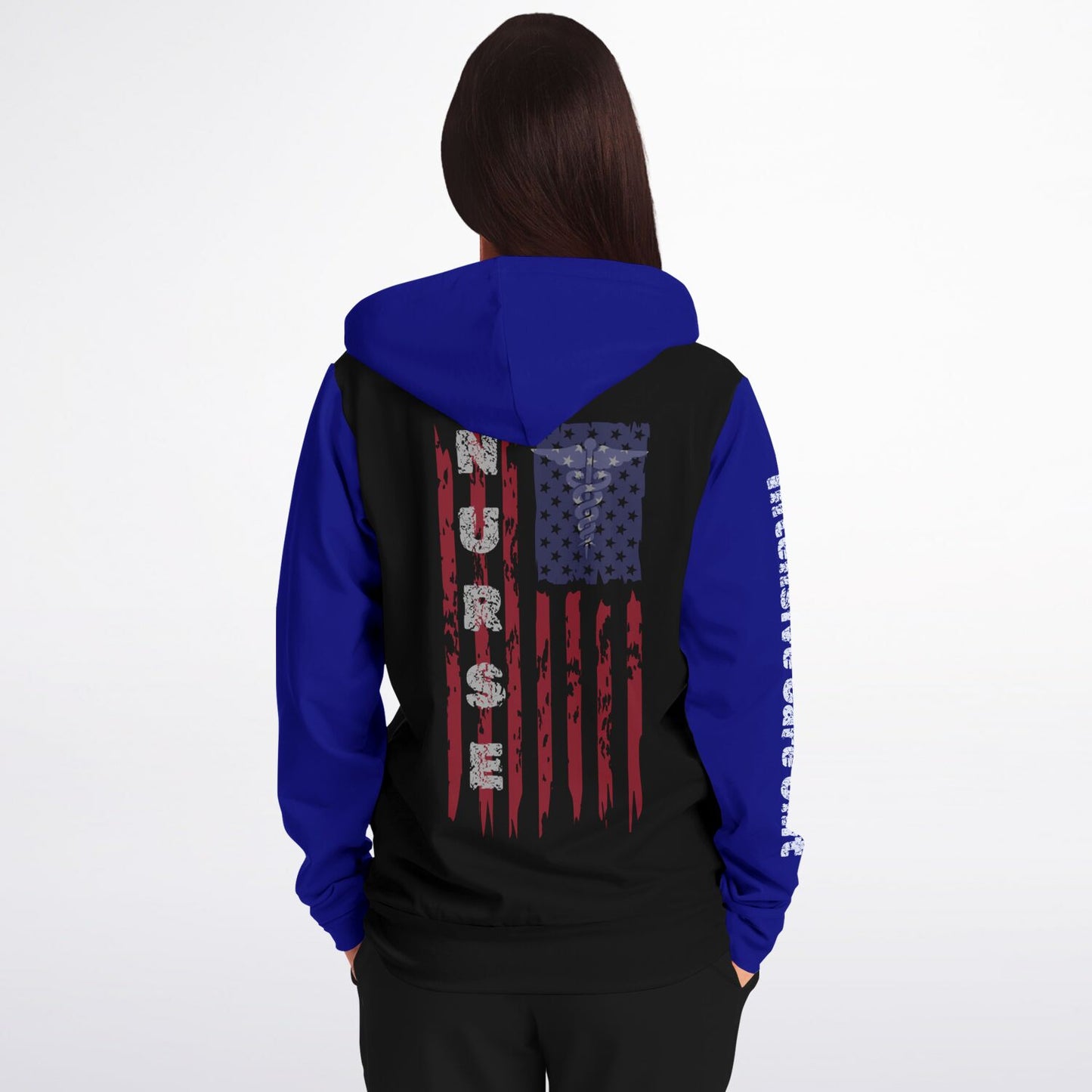 ICU Nurse Flag with Blue sleeves Fashion Zip-Up Hoodie -