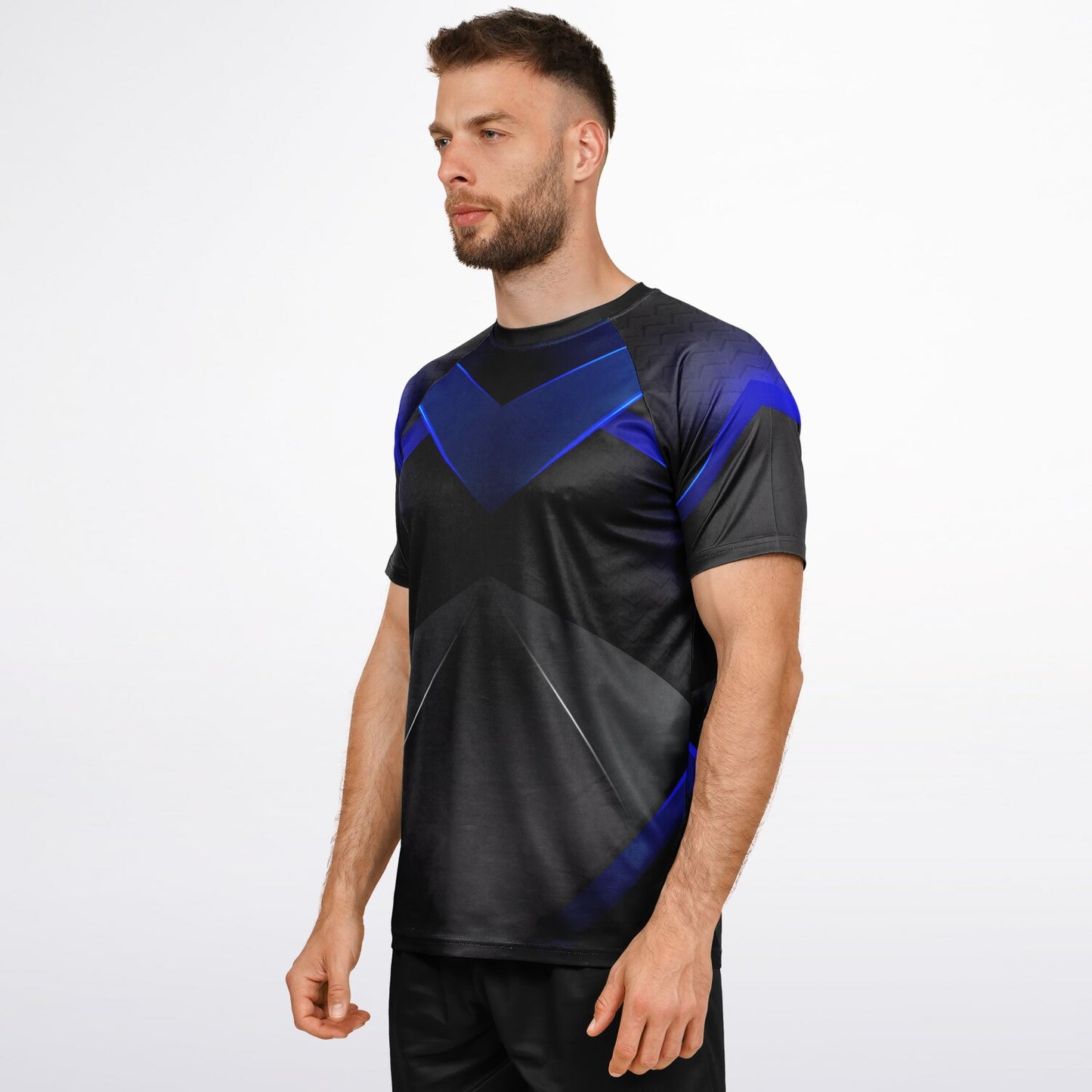 Black and Gray with Blue Men's Active Wear Jersey