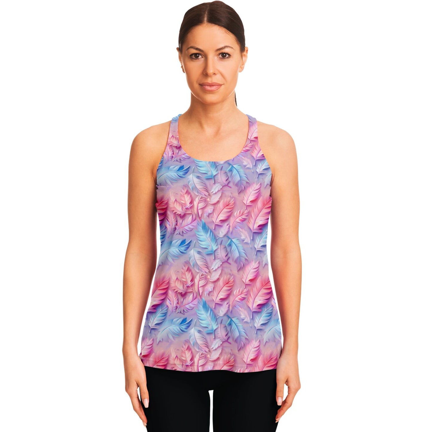Pink and blue feathers  Racerback Tank Top - AOP