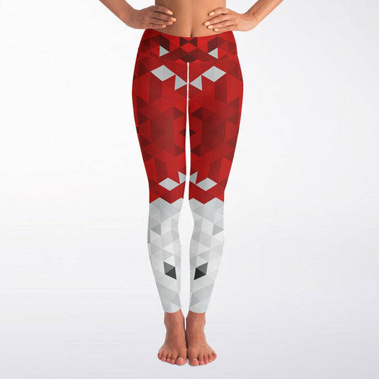 Red and White Diamon Yoga Leggings