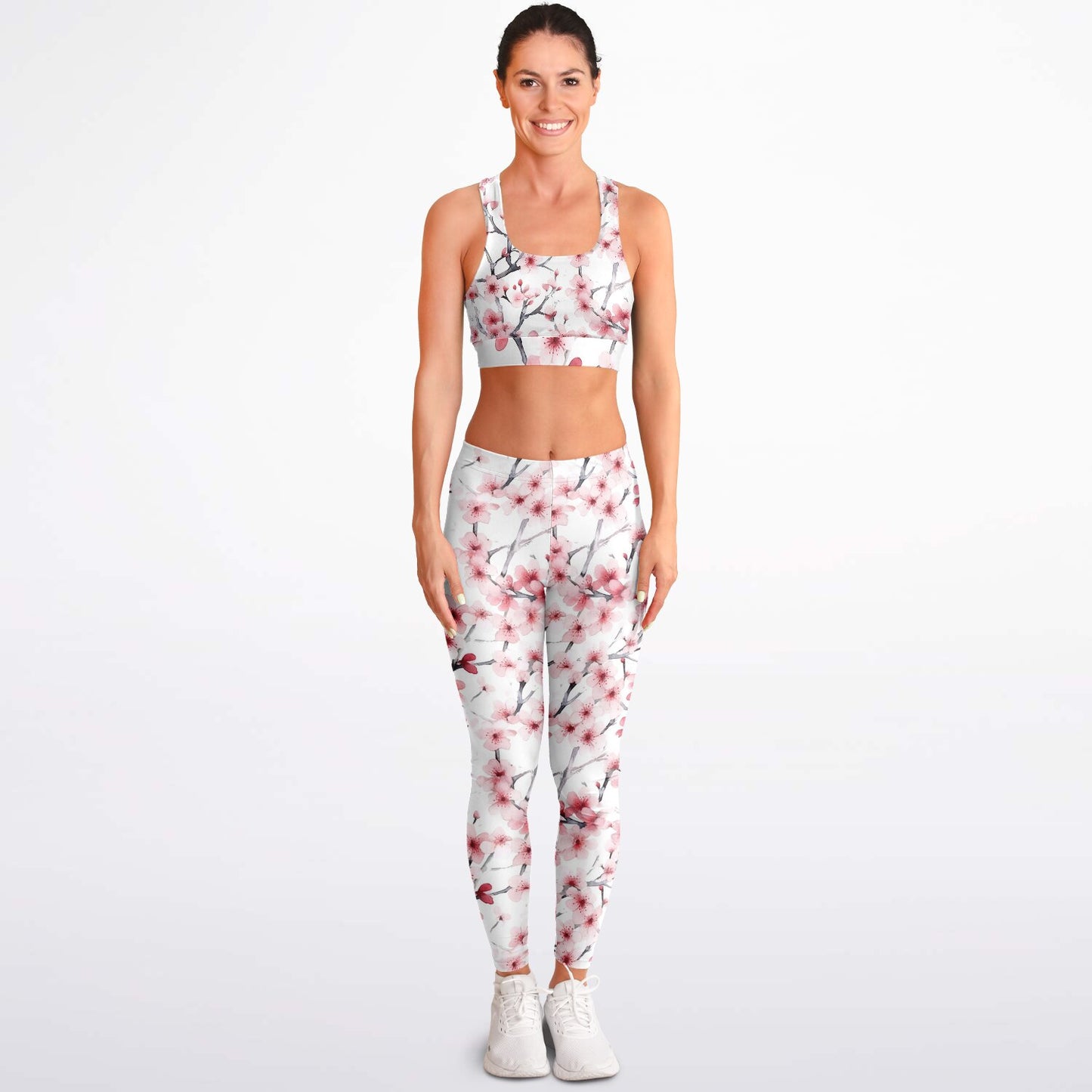 Pink Tree Blossom's Padded Sports Bra & Leggings - AOP