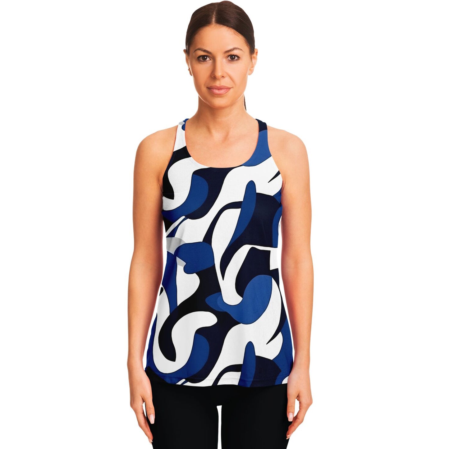 Blue with white and black  Racerback Tank Top - AOP