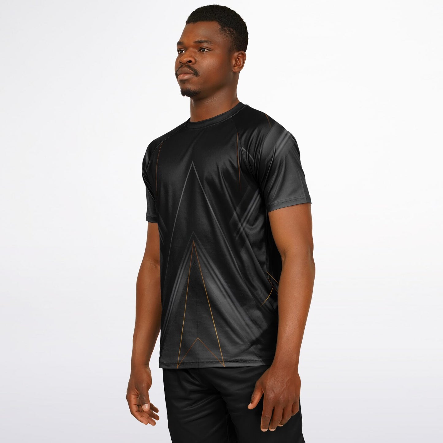 Black with Gold Lines Men's Active Wear Jersey