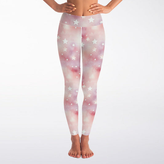Pink Star Yoga Leggings - AOP