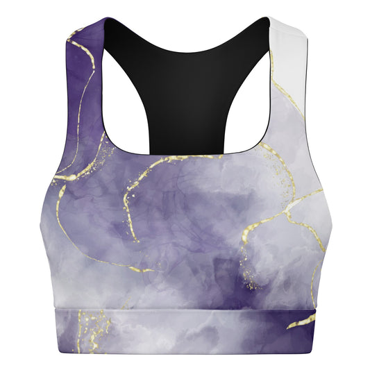 Dark Purple with Gold  Padded Sports Bra copy