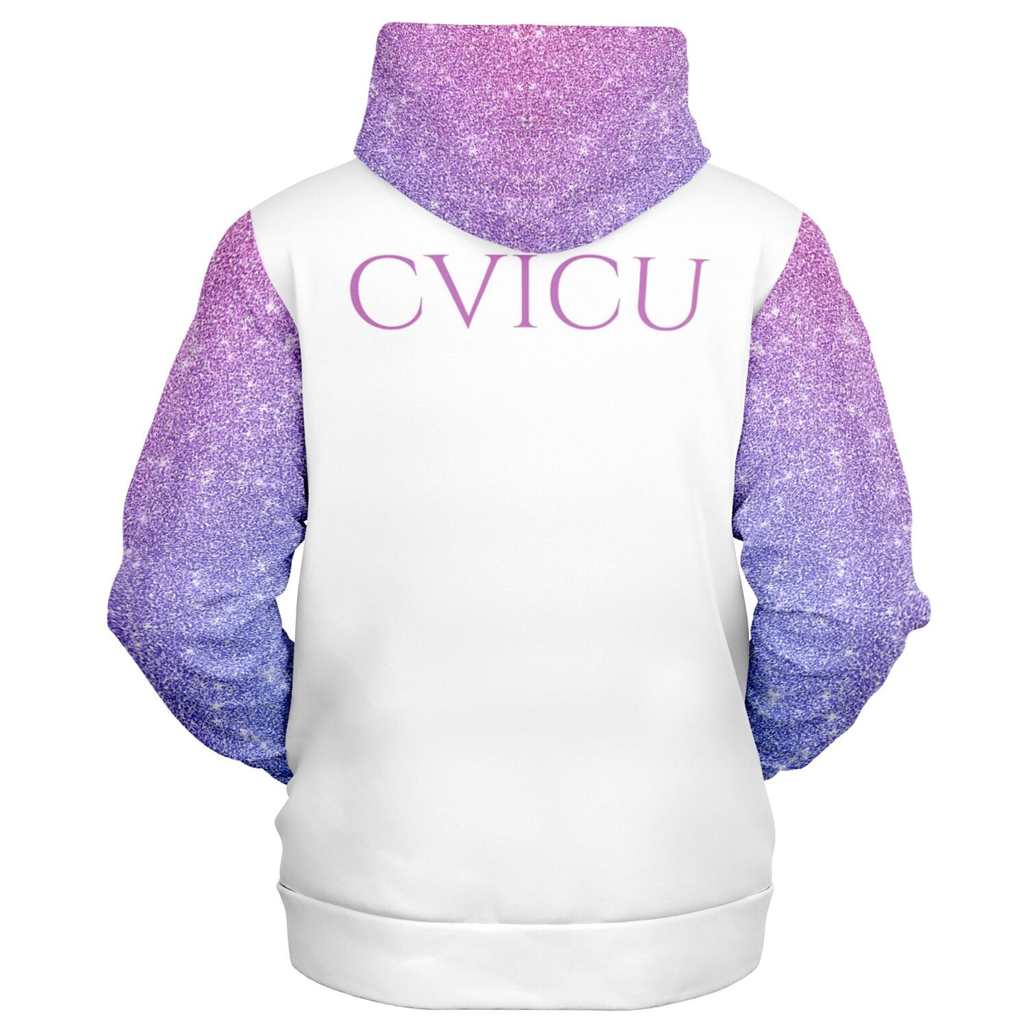 CVICU, RN, Nurse Fashion Zip-Up Hoodie -  White, purple and pink  copy