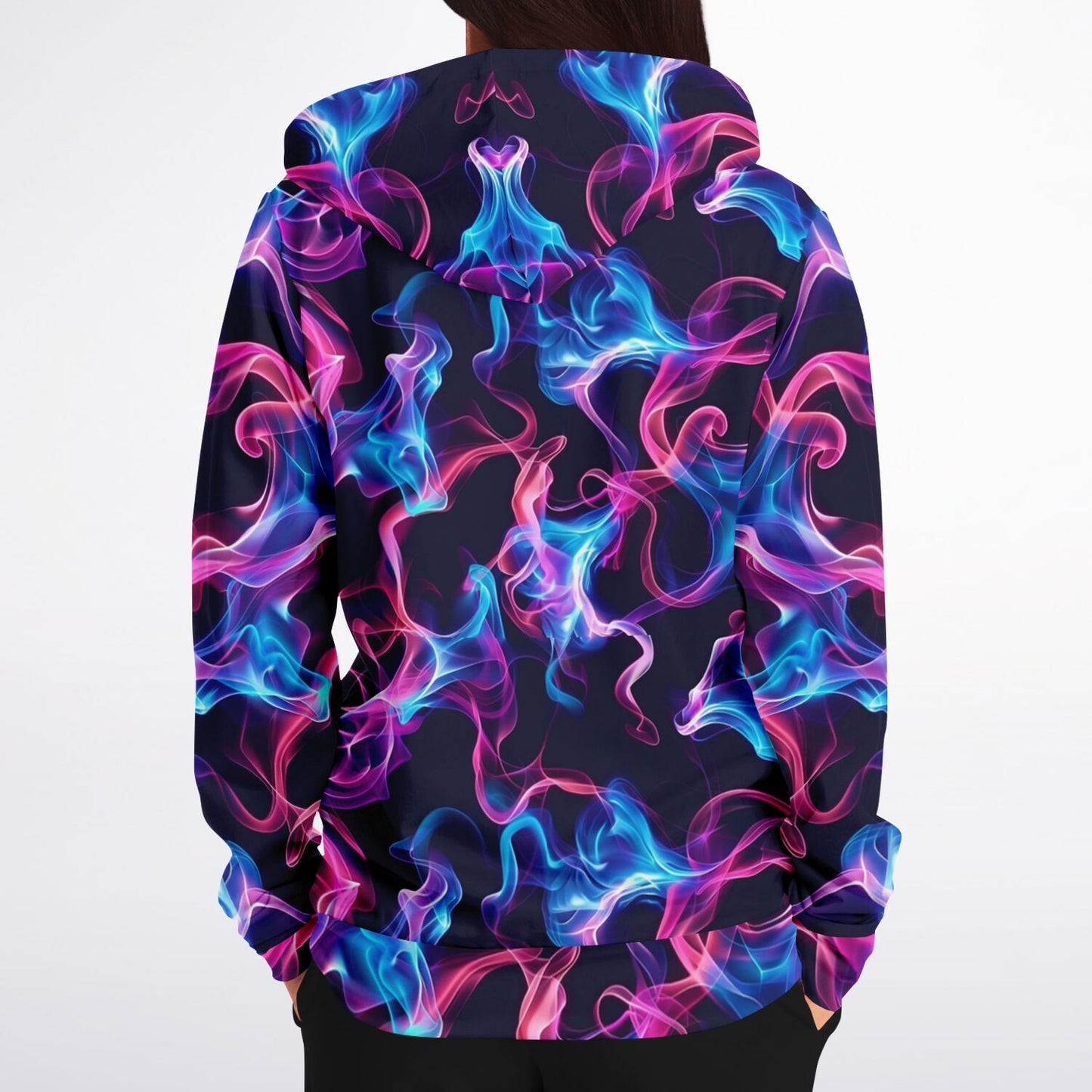 Neon smoke 1 Fashion Zip-Up Hoodie -  Black