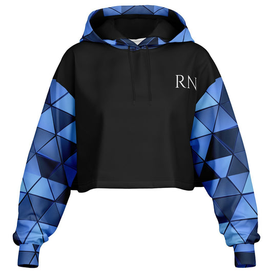 MICU, RN, Blue diamond Fashion Crop Hoodie - AOP