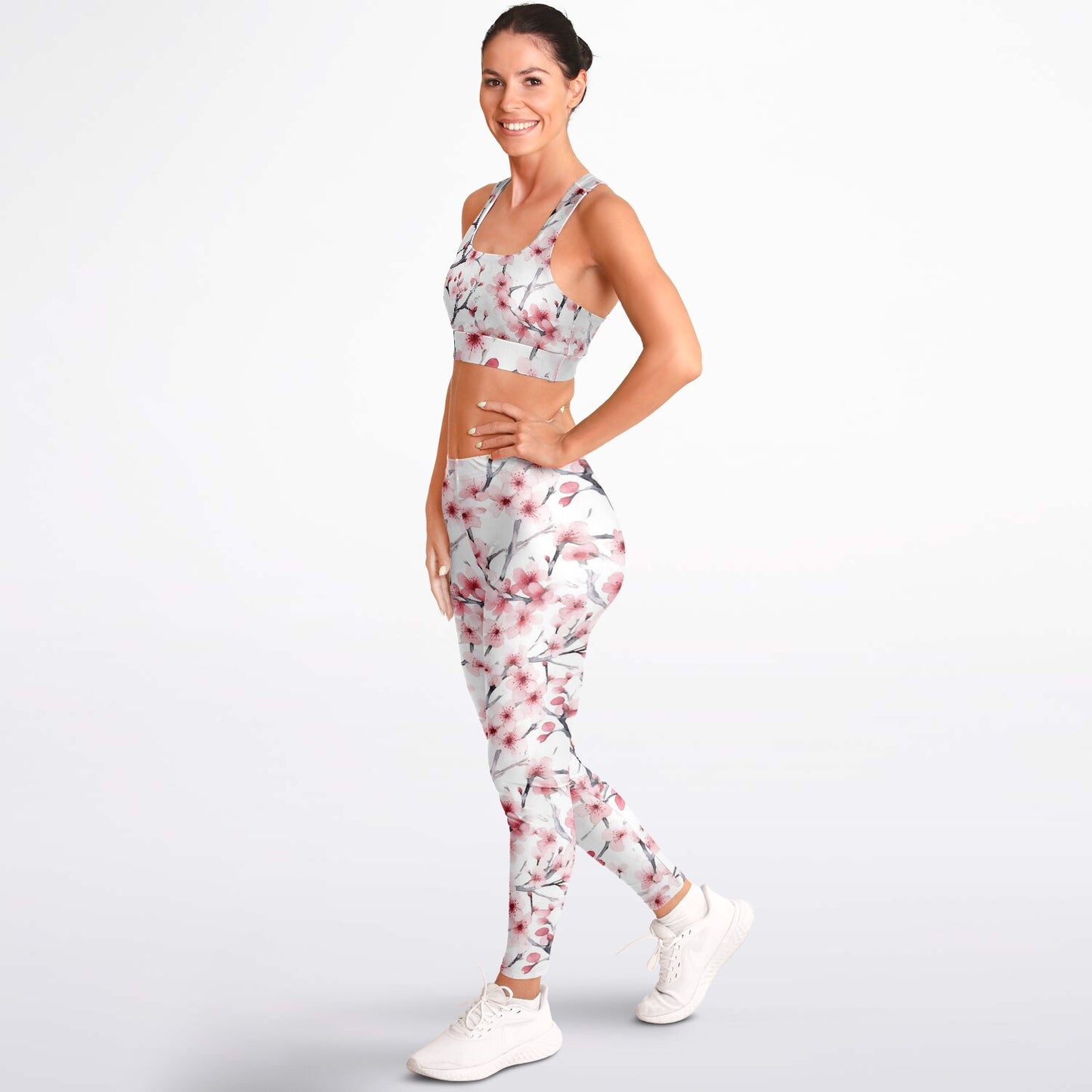 Pink Tree Blossom's Padded Sports Bra & Leggings - AOP