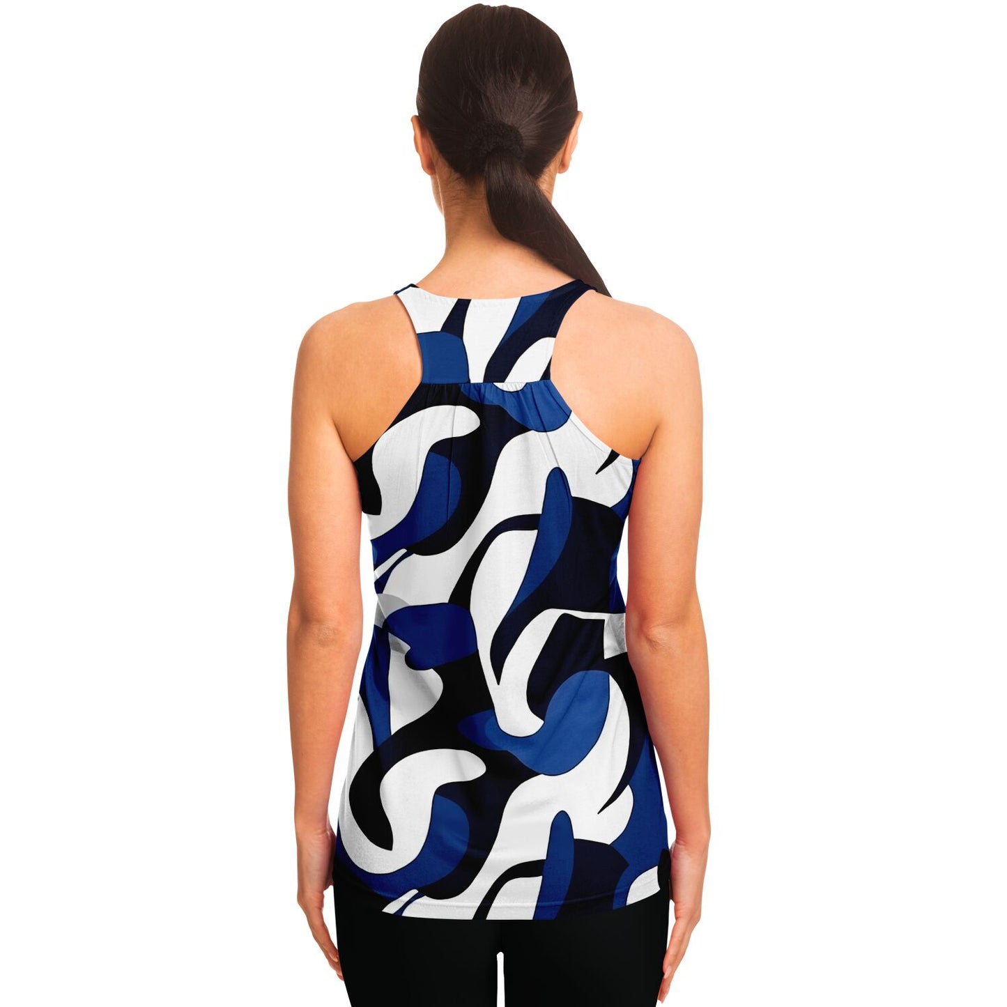 Blue with white and black  Racerback Tank Top - AOP