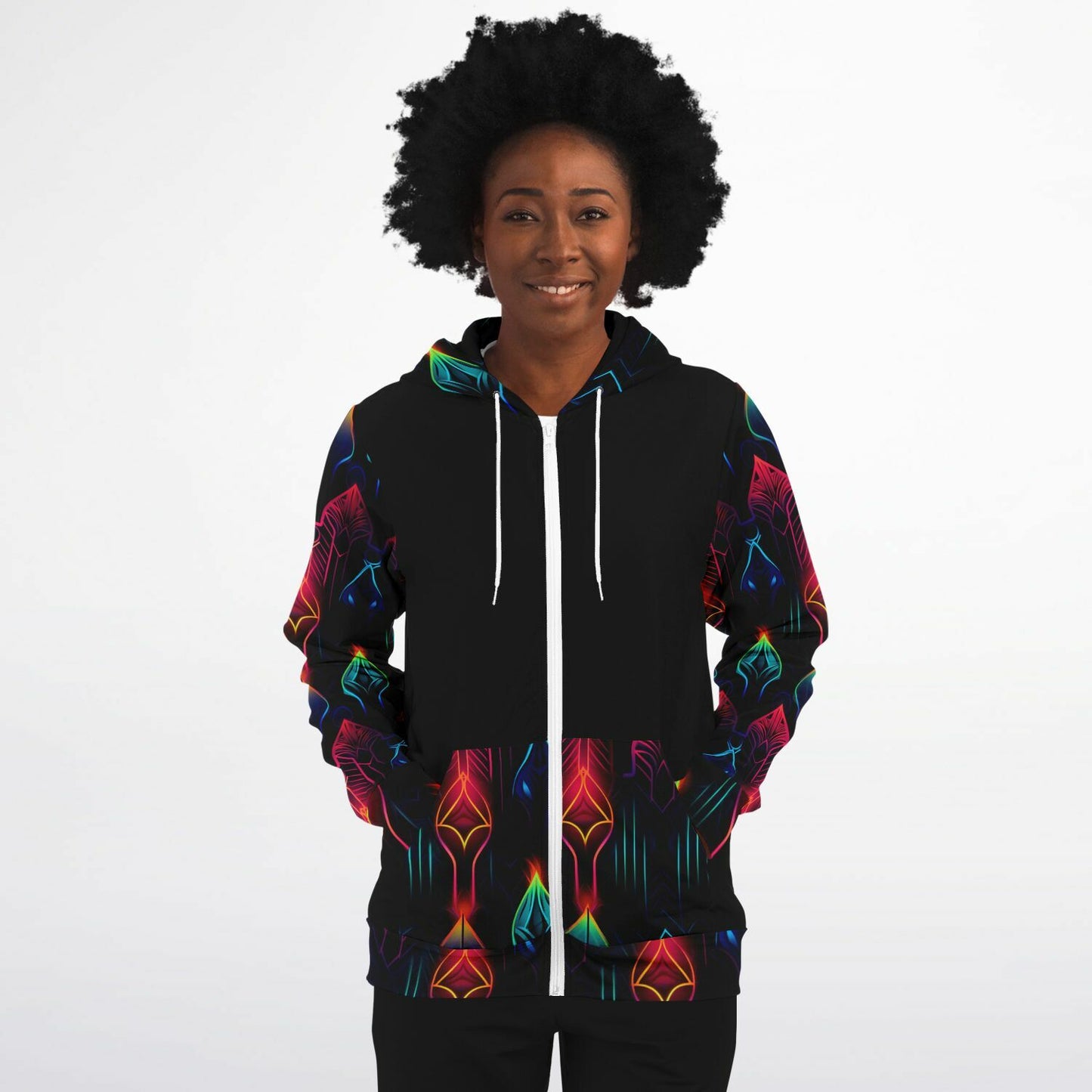 Neon Lights Zip-Up Hoodie - AOP D2