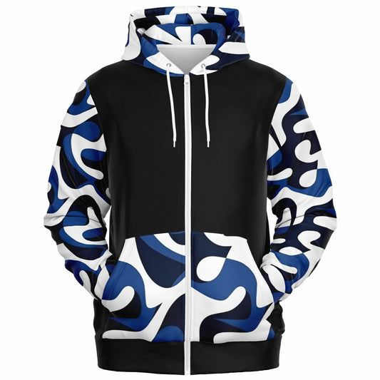 Blue and white  Zip-Up Hoodie - AOP
